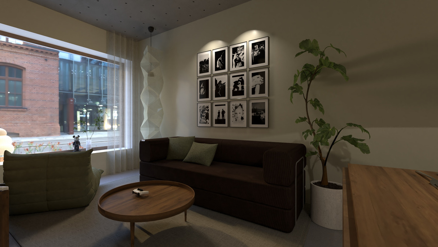 Small living: Opholdsområde med sovesofa